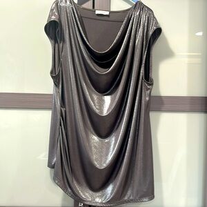 Women Silver/Gray Sleeveless V-Neck